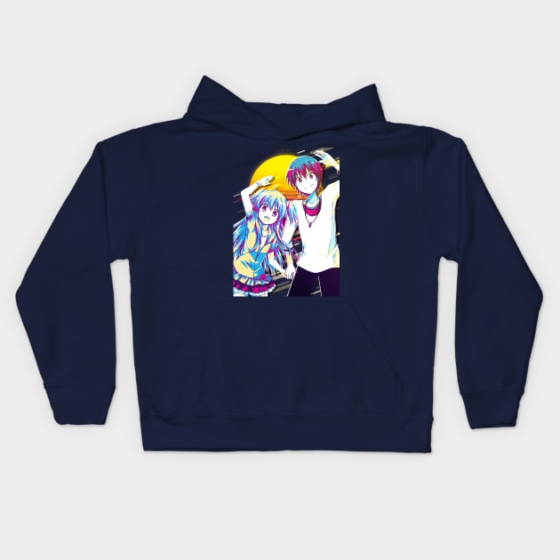 Hideki Hinata and Yui Kids Hoodie by 80sRetro